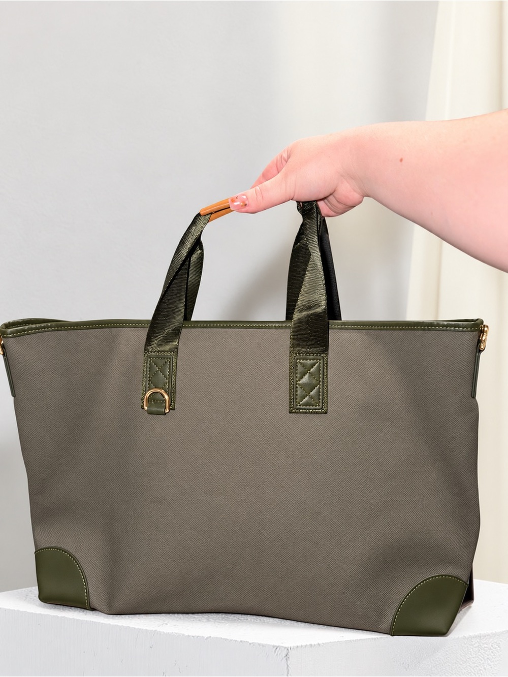 Olive Green monogram Tote Bag - dust bag included